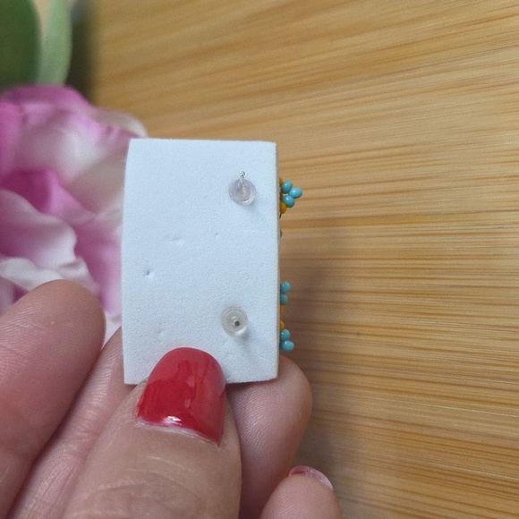 Artisan Handcrafted Colorful Beaded Earrings - Picture 3 of 3